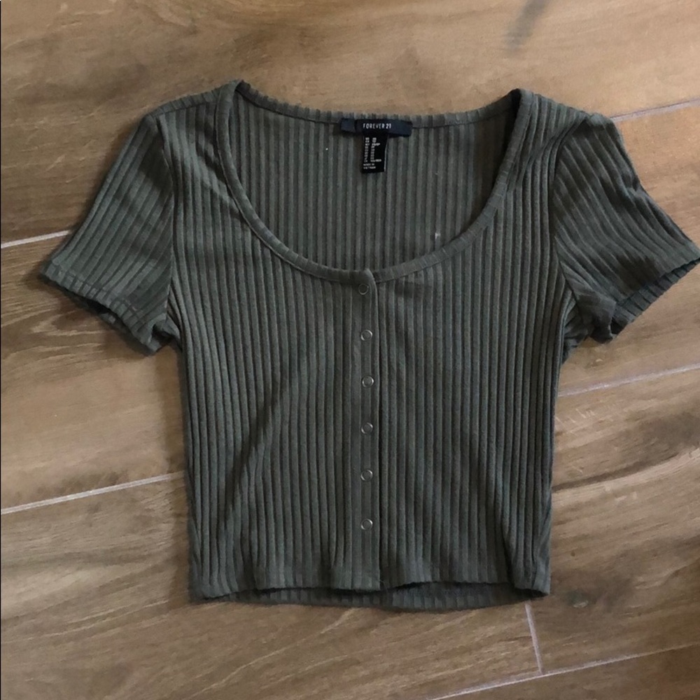 forever 21 ribbed button down crop top